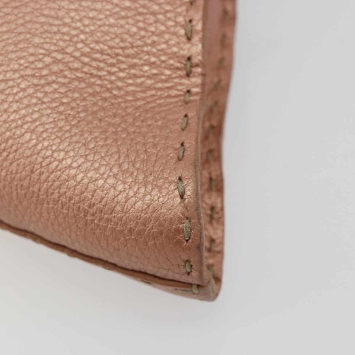 FENDI Celeria Hand Bag Leather Pink Silver Auth BA13303A