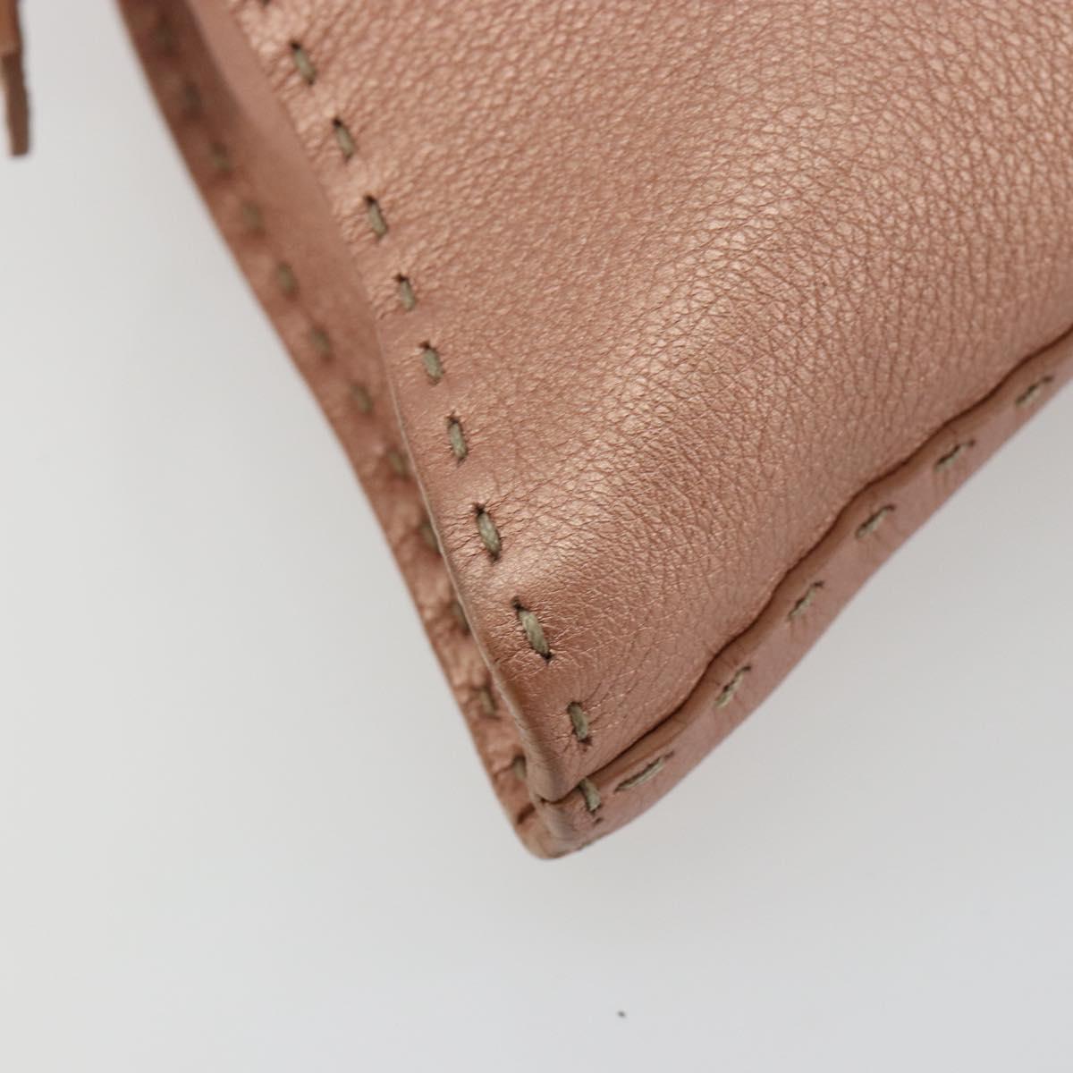 FENDI Celeria Hand Bag Leather Pink Silver Auth BA13303A