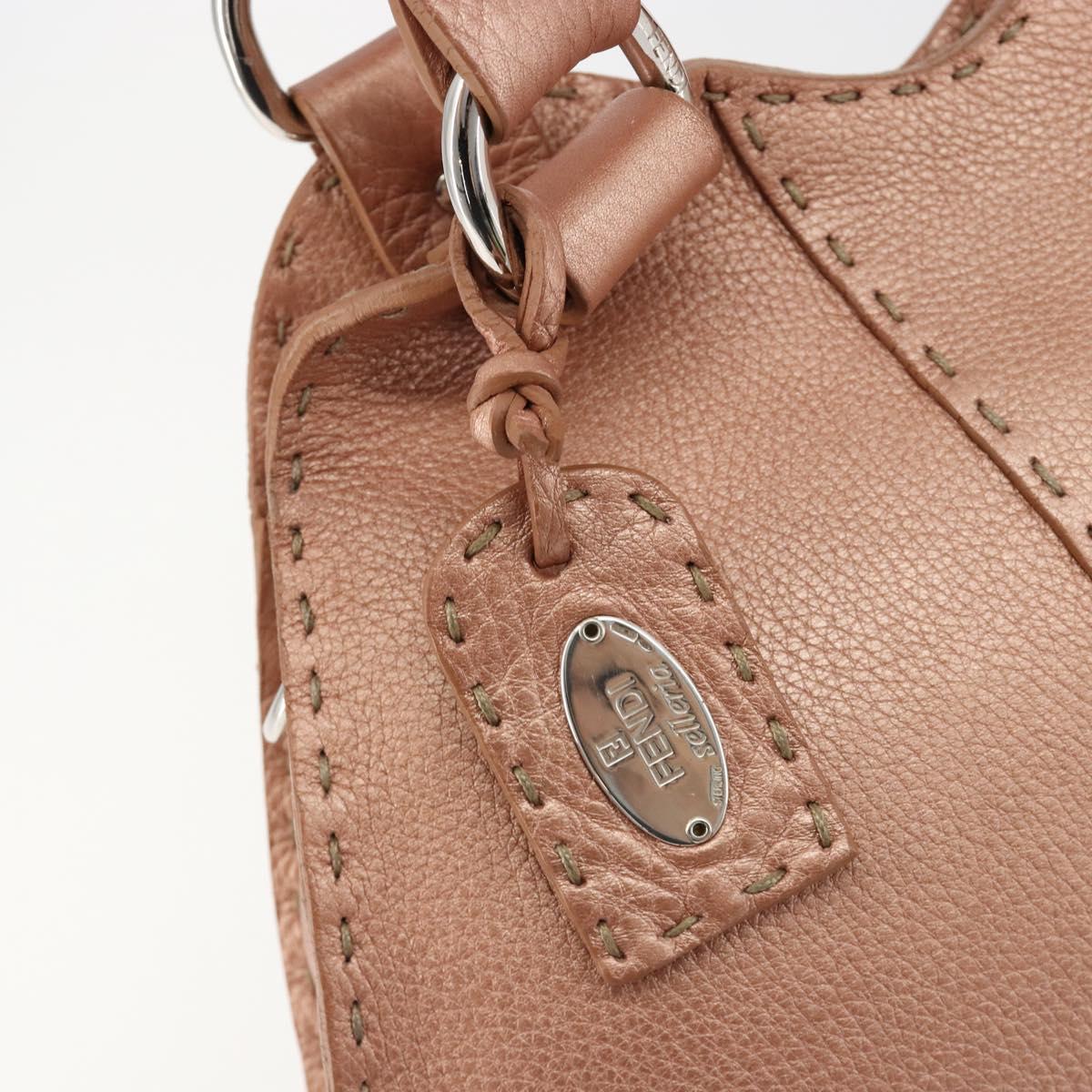 FENDI Celeria Hand Bag Leather Pink Silver Auth BA13303A
