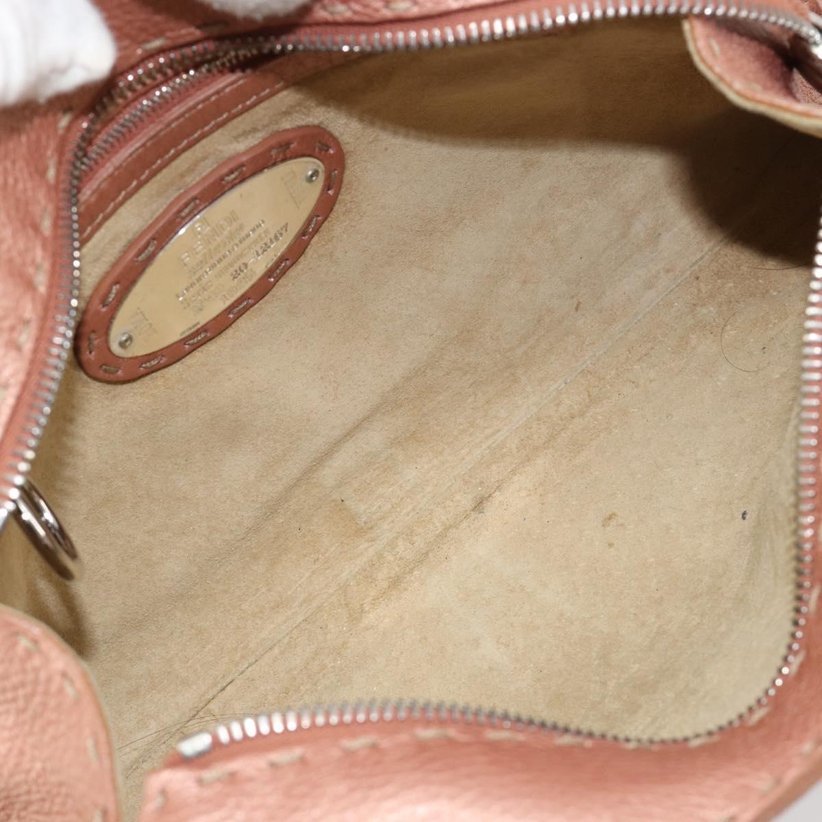 FENDI Celeria Hand Bag Leather Pink Silver Auth BA13303A