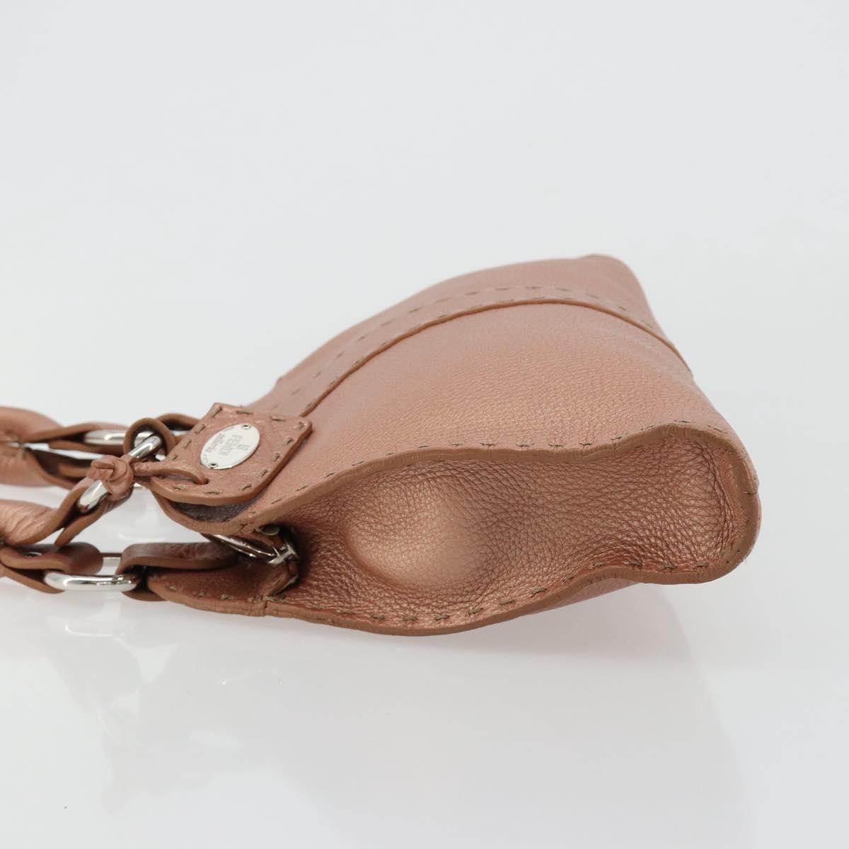 FENDI Celeria Hand Bag Leather Pink Silver Auth BA13303A