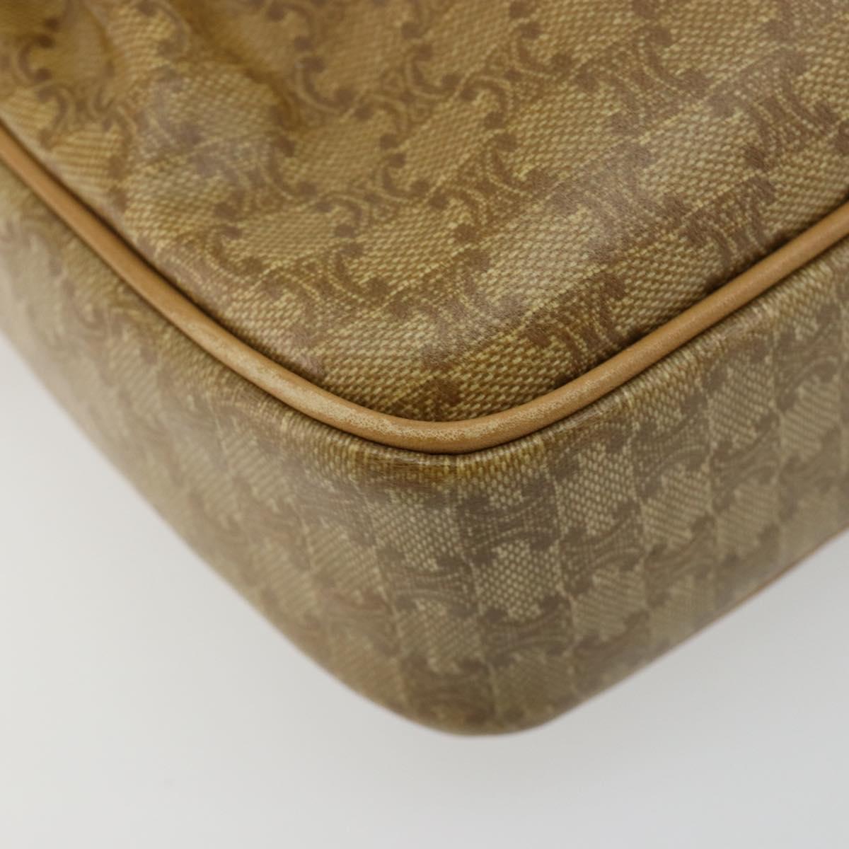 CELINE Macadam Canvas Shoulder Bag PVC Beige Gold Auth BA13304M