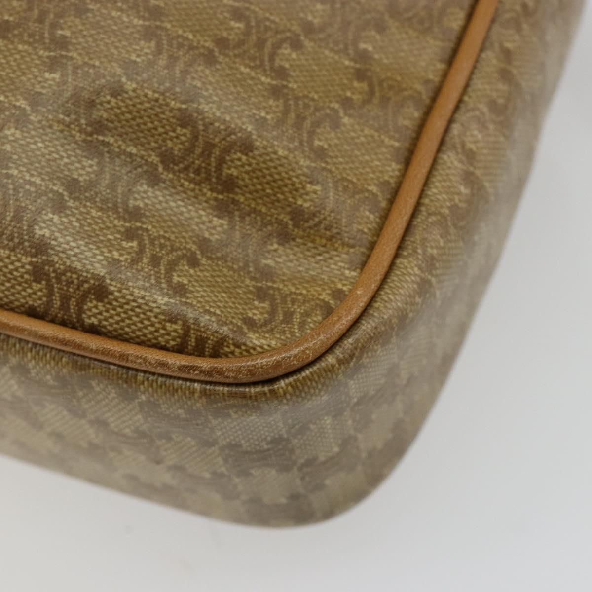 CELINE Macadam Canvas Shoulder Bag PVC Beige Gold Auth BA13304M
