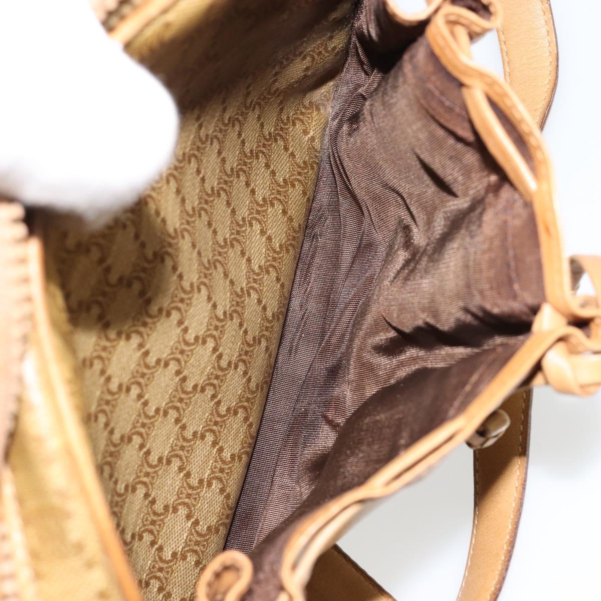CELINE Macadam Canvas Shoulder Bag PVC Beige Gold Auth BA13304M