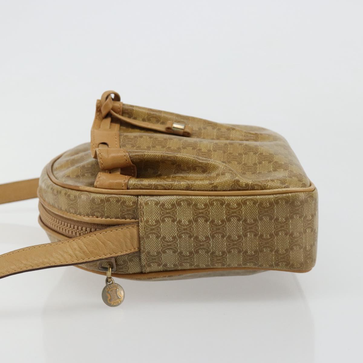 CELINE Macadam Canvas Shoulder Bag PVC Beige Gold Auth BA13304M