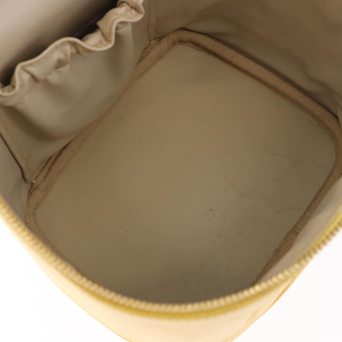 CHANEL Vanity Hand Bag Caviar Skin Yellow Gold CC Auth BA13305V