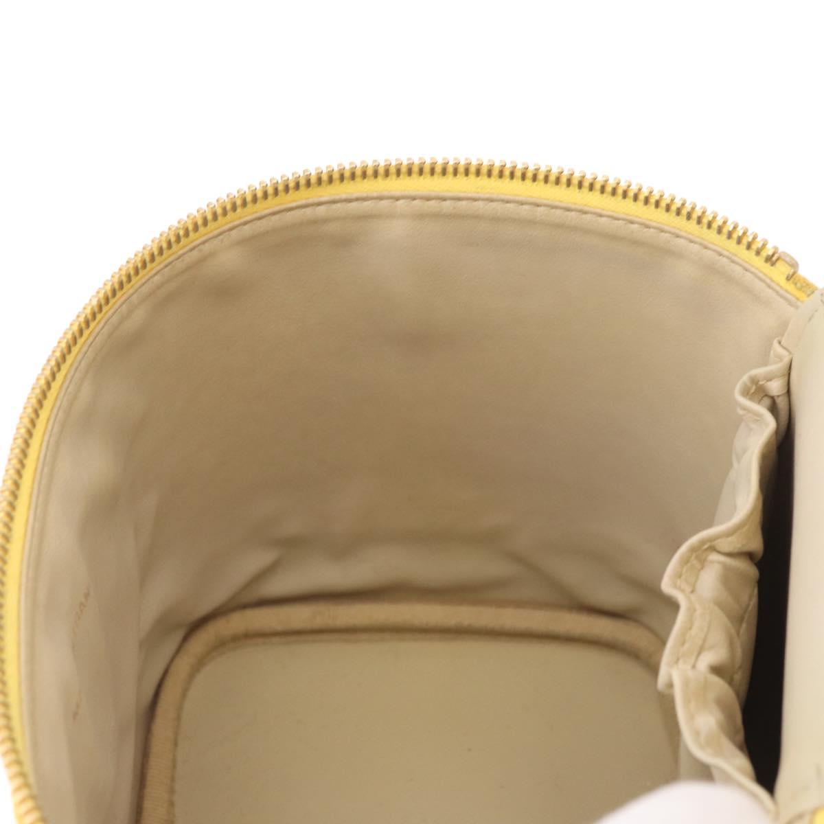 CHANEL Vanity Hand Bag Caviar Skin Yellow Gold CC Auth BA13305V
