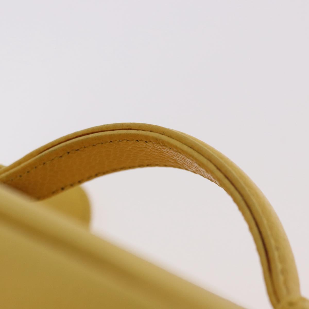 CHANEL Vanity Hand Bag Caviar Skin Yellow Gold CC Auth BA13305V