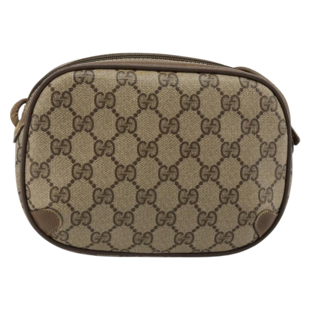 GUCCI GG Supreme Web Sherry Line Bag PVC Beige Gold 89 02 066 Auth BA13306