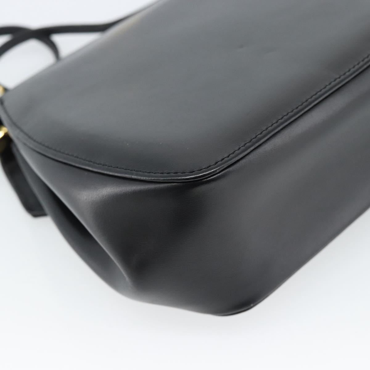 Gianni Versace Shoulder Bag Leather Black Gold Auth BA13310A