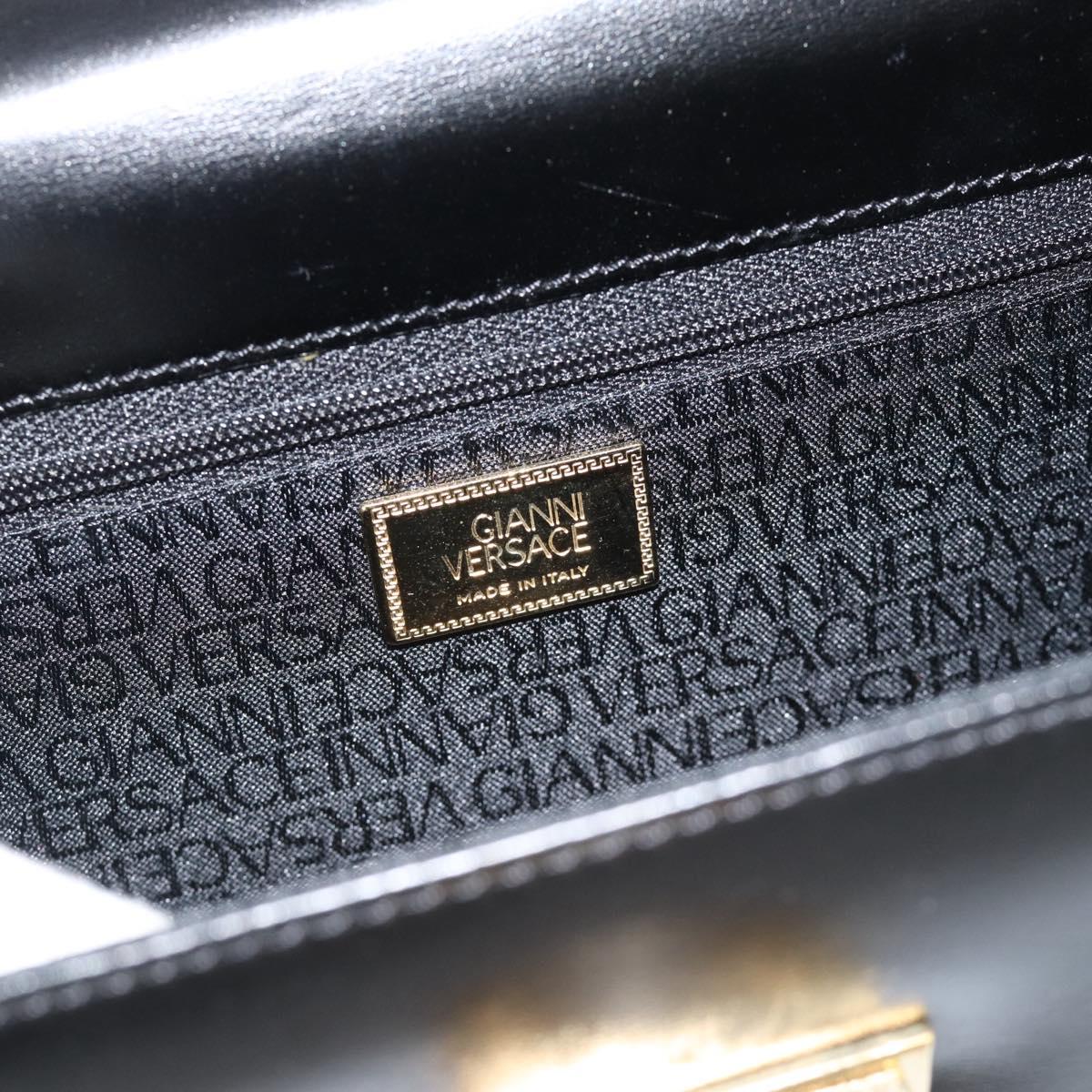 Gianni Versace Shoulder Bag Leather Black Gold Auth BA13310A