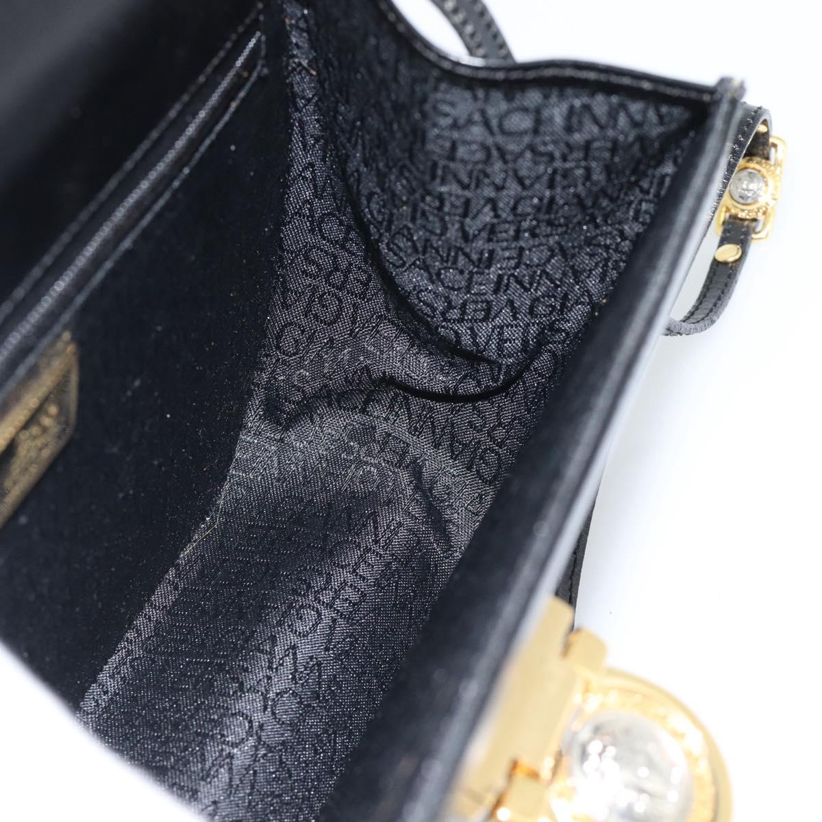 Gianni Versace Shoulder Bag Leather Black Gold Auth BA13310A