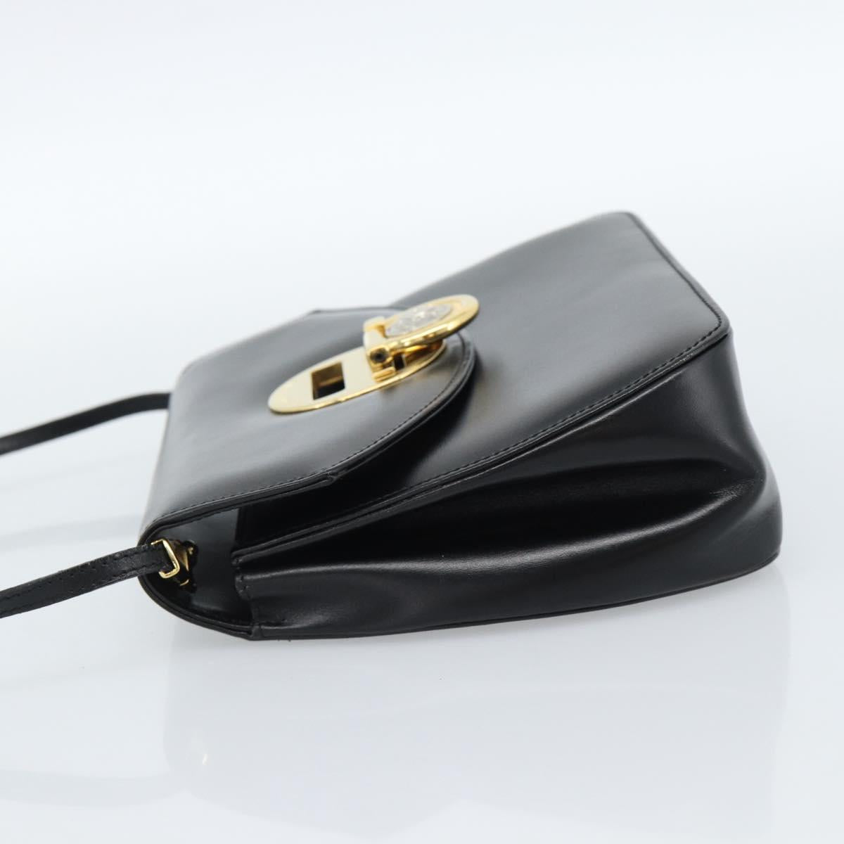 Gianni Versace Shoulder Bag Leather Black Gold Auth BA13310A