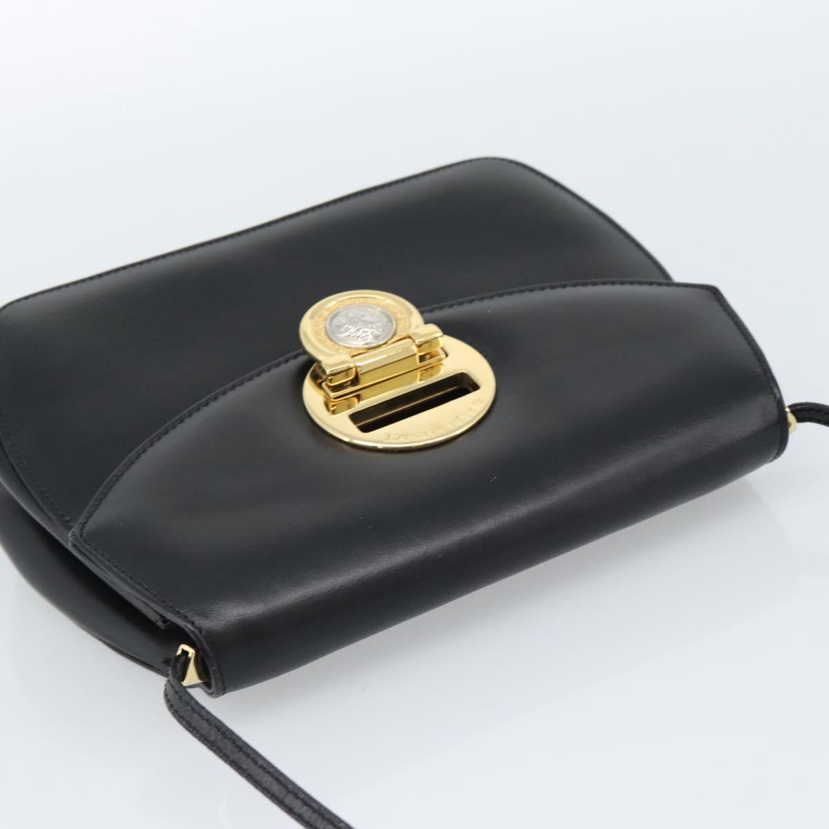 Gianni Versace Shoulder Bag Leather Black Gold Auth BA13310A