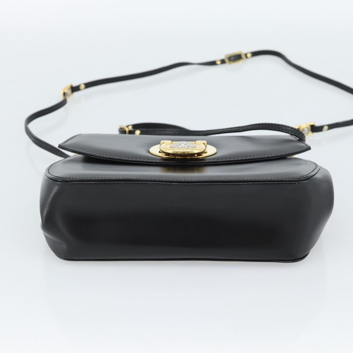 Gianni Versace Shoulder Bag Leather Black Gold Auth BA13310A