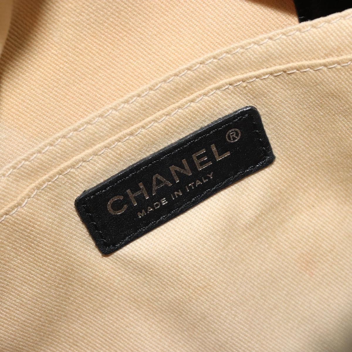 CHANEL Hand Bag PVC Leather Beige Silver CC Auth BA13311A