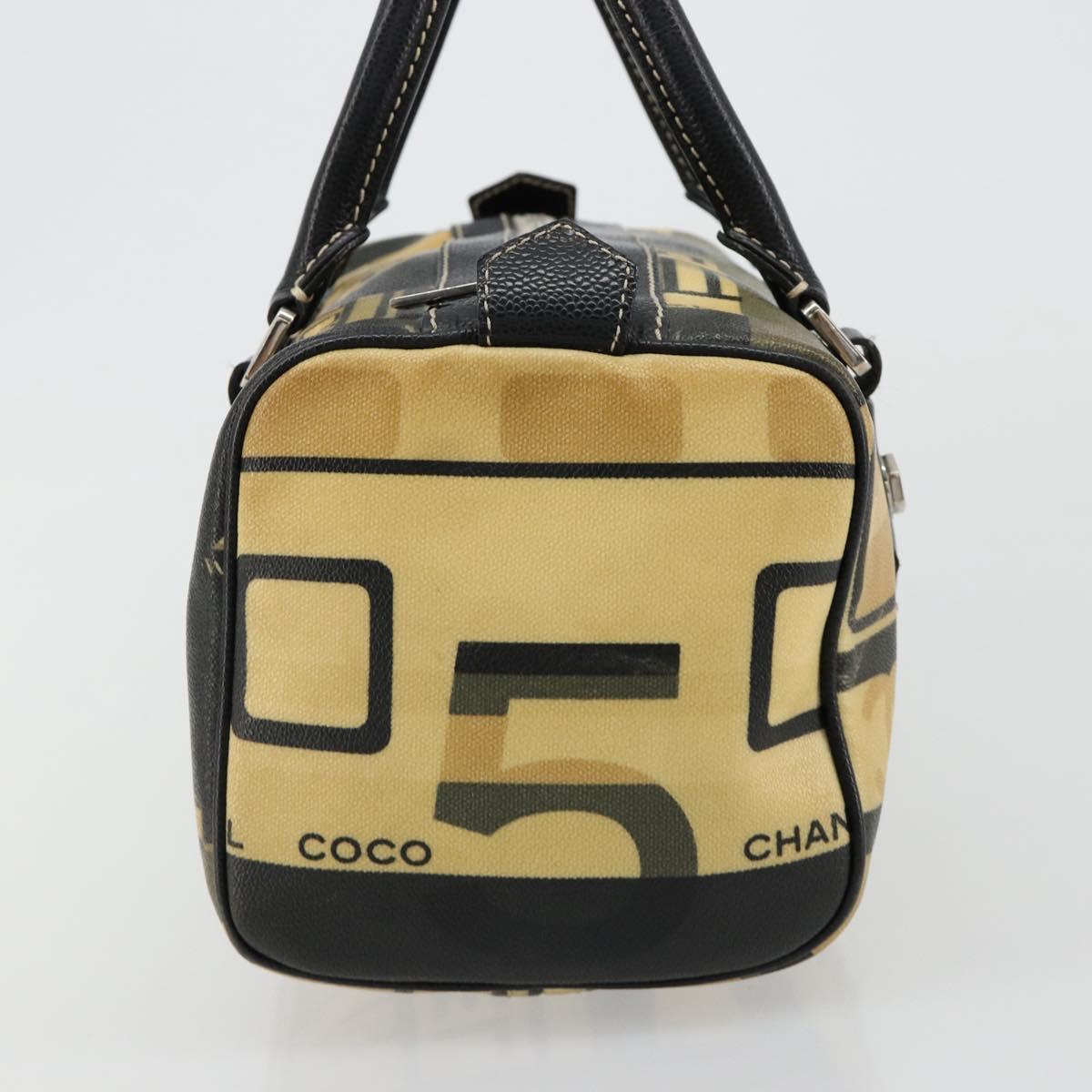 CHANEL Hand Bag PVC Leather Beige Silver CC Auth BA13311A