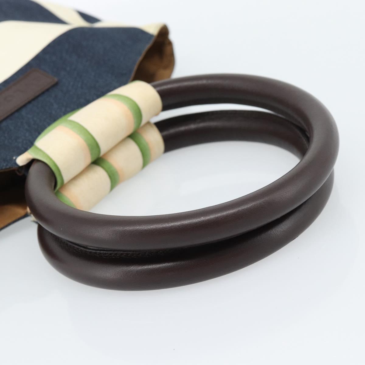 BVLGARI Hand Bag Canvas Navy Auth BA13313A