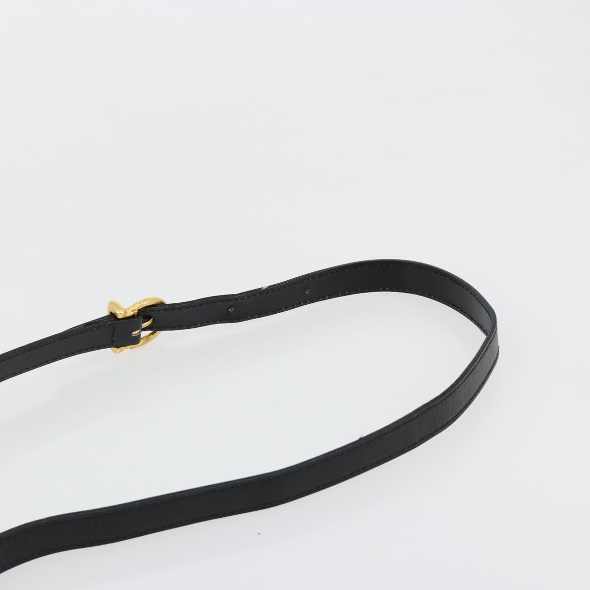Salvatore Ferragamo Gancini Hand Bag Leather 2way Black Gold Auth BA13314
