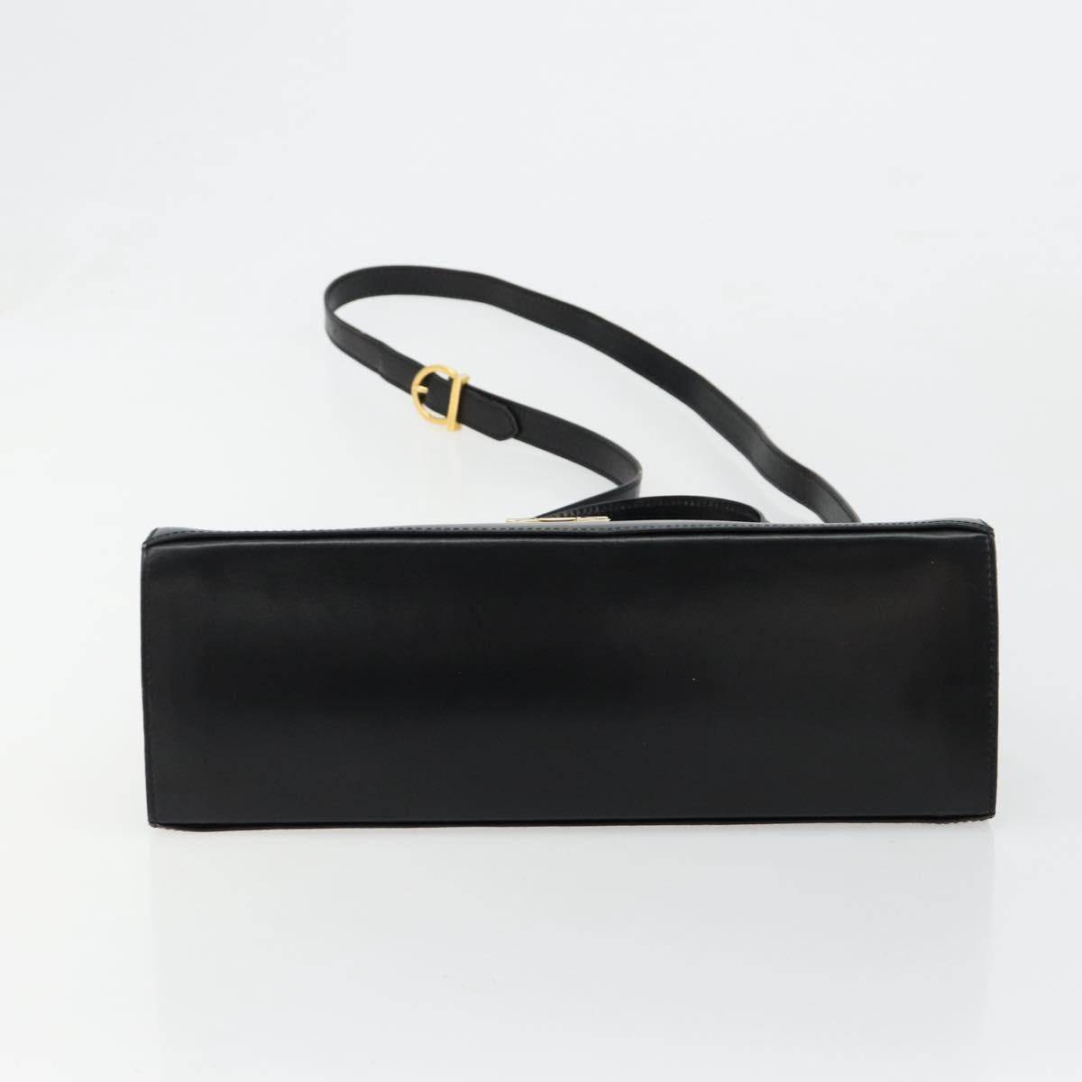 Salvatore Ferragamo Gancini Hand Bag Leather 2way Black Gold Auth BA13314