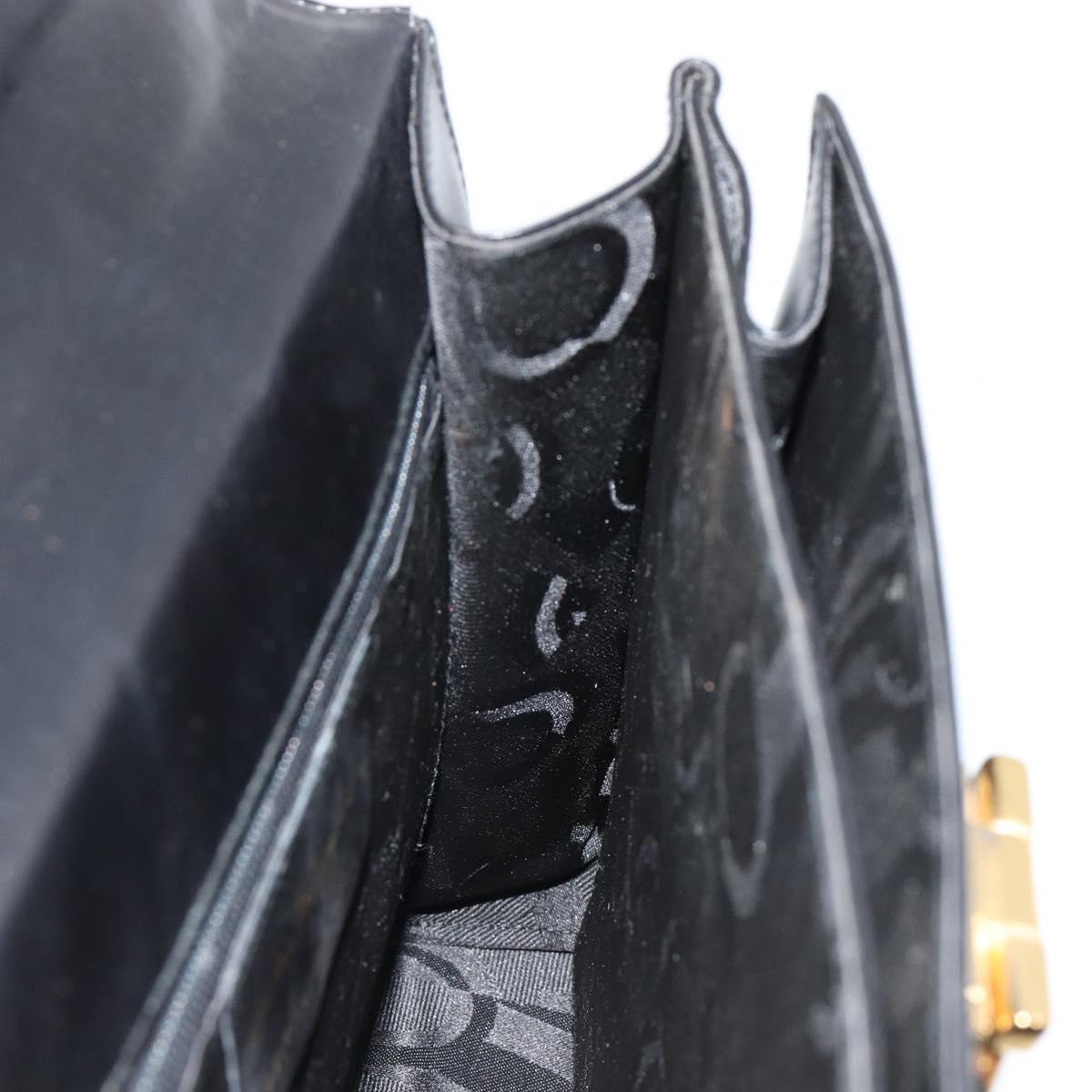 Salvatore Ferragamo Gancini Hand Bag Leather 2way Black Gold Auth BA13314