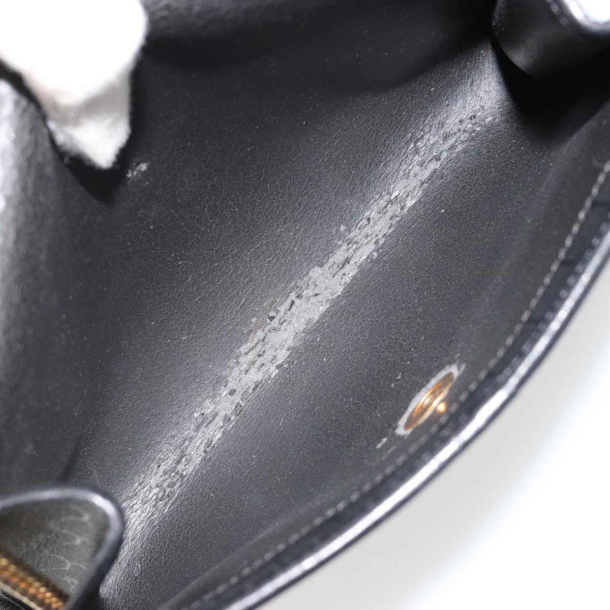 Christian Dior Honeycomb Canvas Chain Shoulder Bag PVC Black Gold Auth BA13315