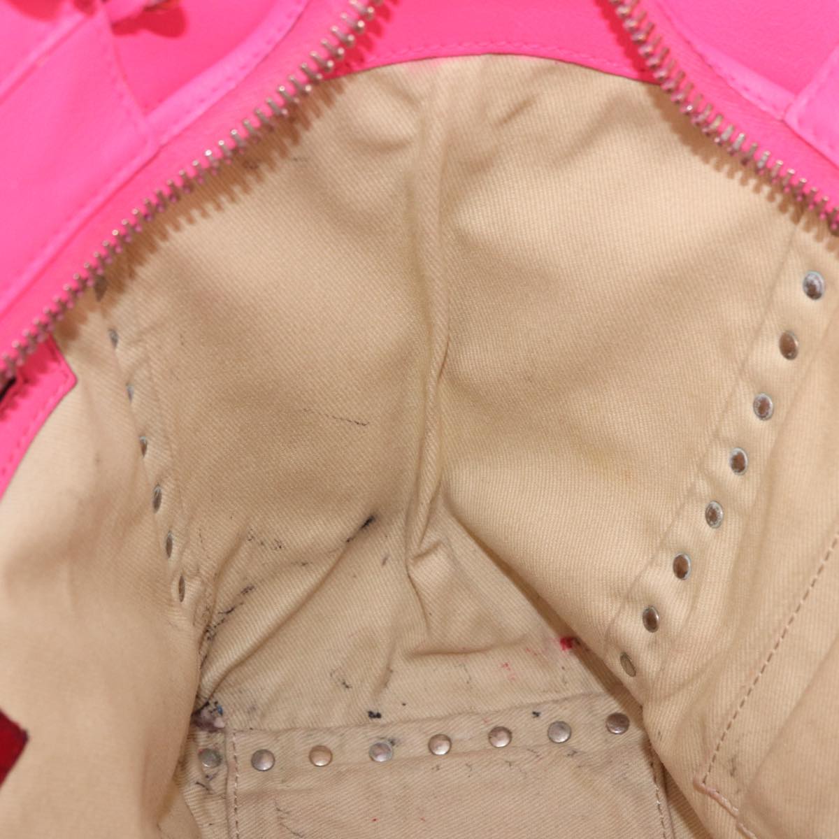 VALENTINO Studs Tote Bag Leather 2way Pink Gold Auth BA13319