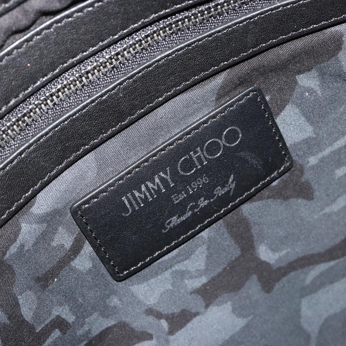 Jimmy Choo Clutch Bag Leather Brown Silver Auth BA13325
