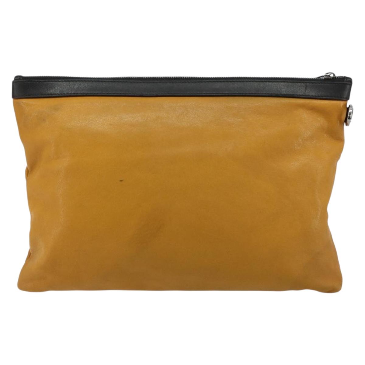 Jimmy Choo Clutch Bag Leather Brown Silver Auth BA13325