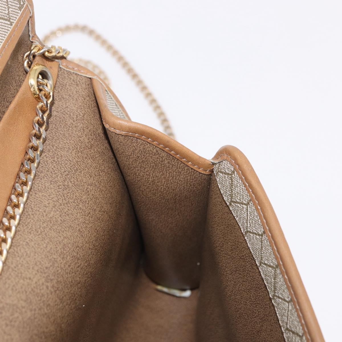 Christian Dior Honeycomb Canvas Chain Bag PVC Leather Beige Gold Auth BA13330