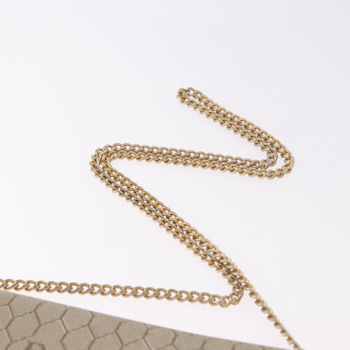 Christian Dior Honeycomb Canvas Chain Bag PVC Leather Beige Gold Auth BA13330