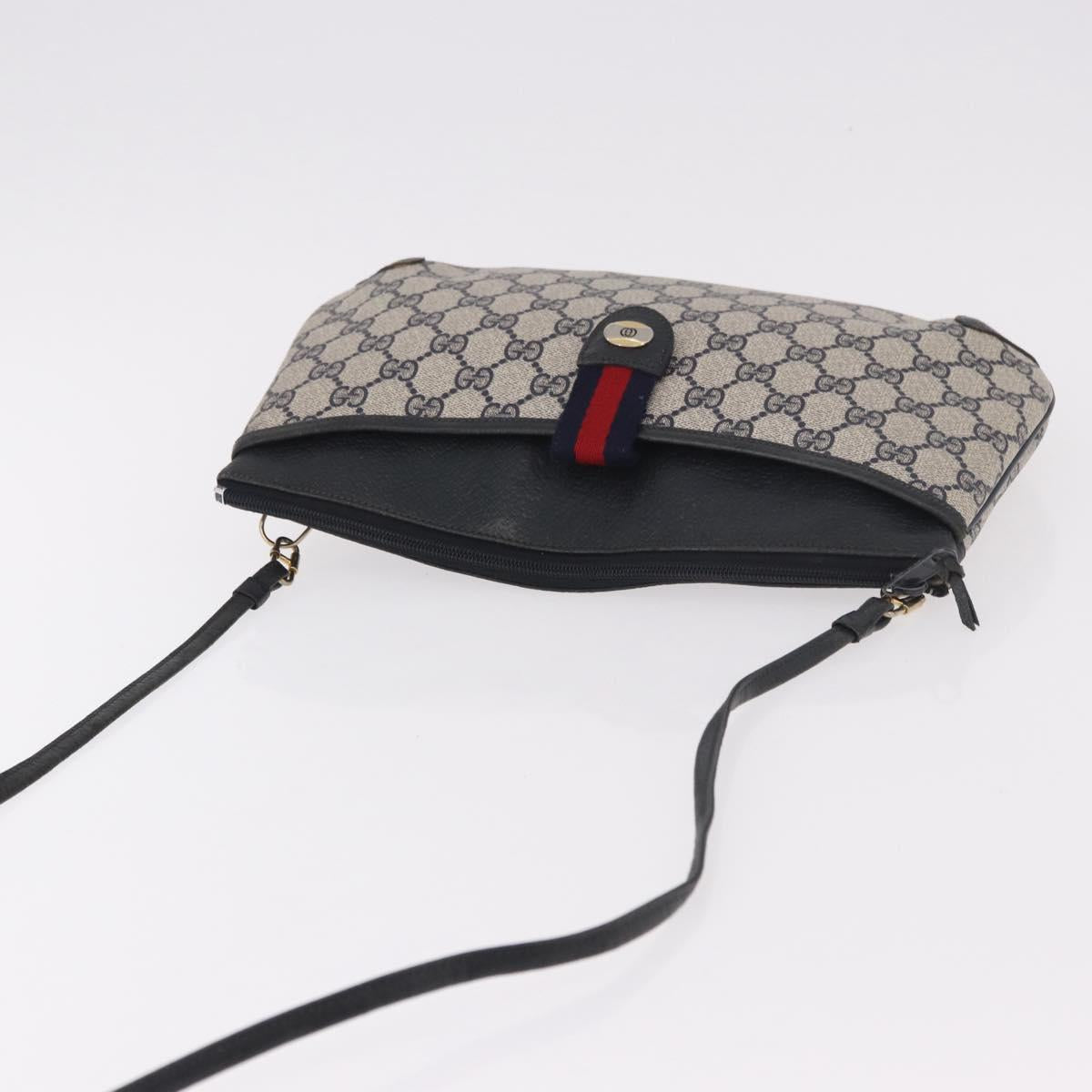 GUCCI GG Supreme Sherry Line Shoulder Bag PVC Navy Gold 904 02 026 Auth BA13331