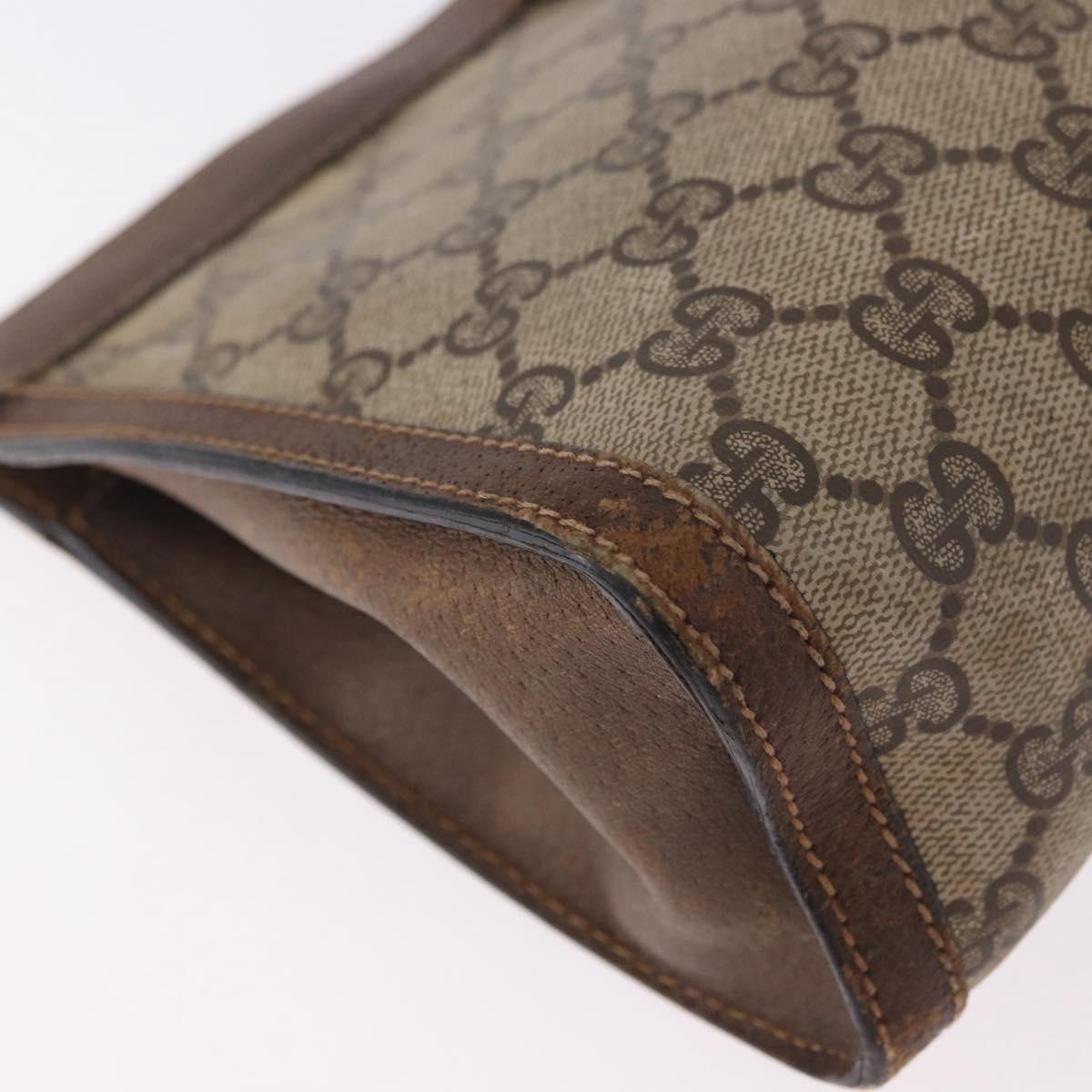 GUCCI GG Supreme Web Sherry Line Clutch Bag PVC Beige Auth BA13333