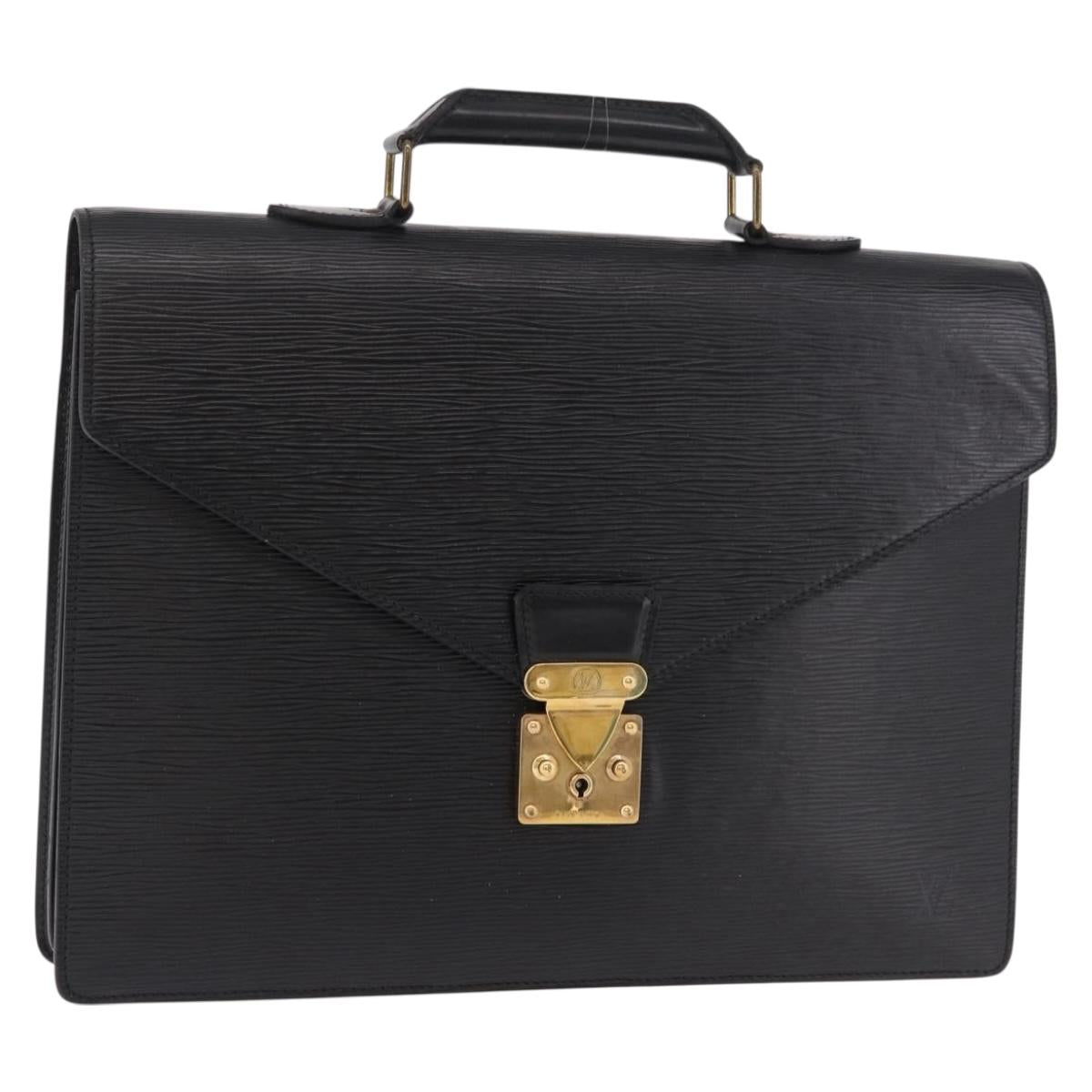 LOUIS VUITTON Epi ServietteConseiller Business Bag Black M54422 LV Auth BA13334
