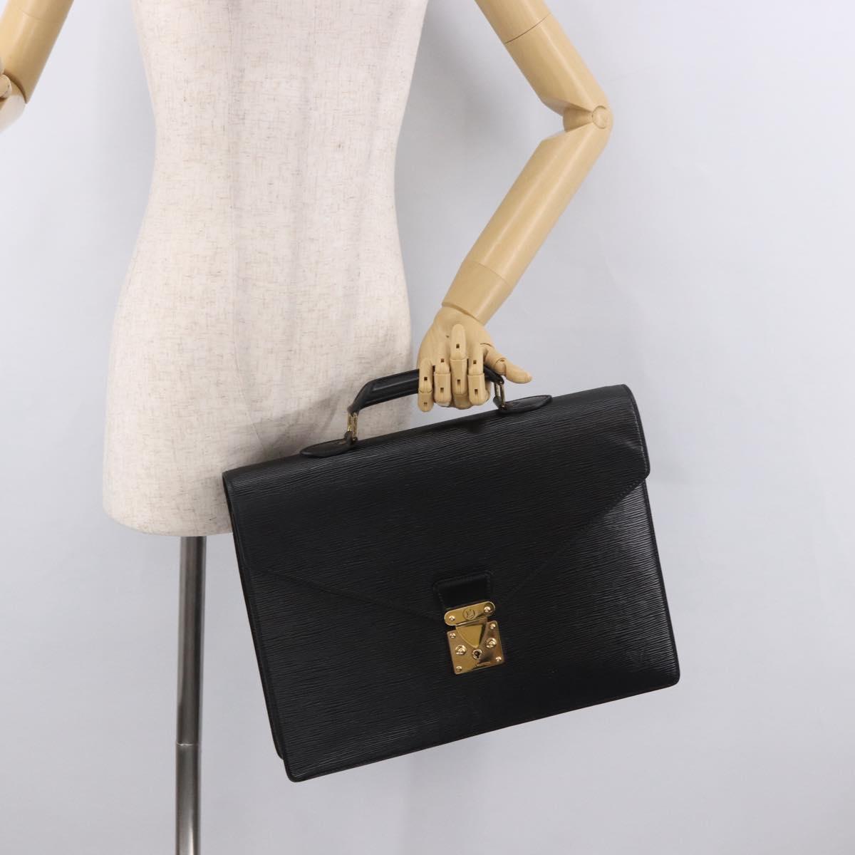 LOUIS VUITTON Epi ServietteConseiller Business Bag Black M54422 LV Auth BA13334