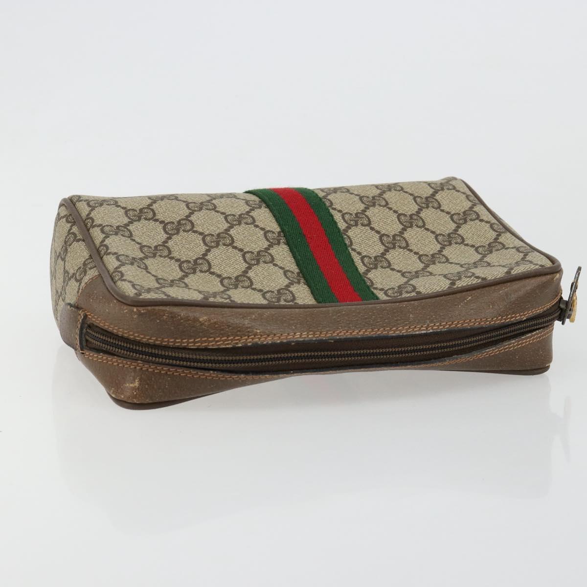 GUCCI GG Supreme Web Sherry Line Bag PVC Beige Gold 63 01 012 Auth BA13336