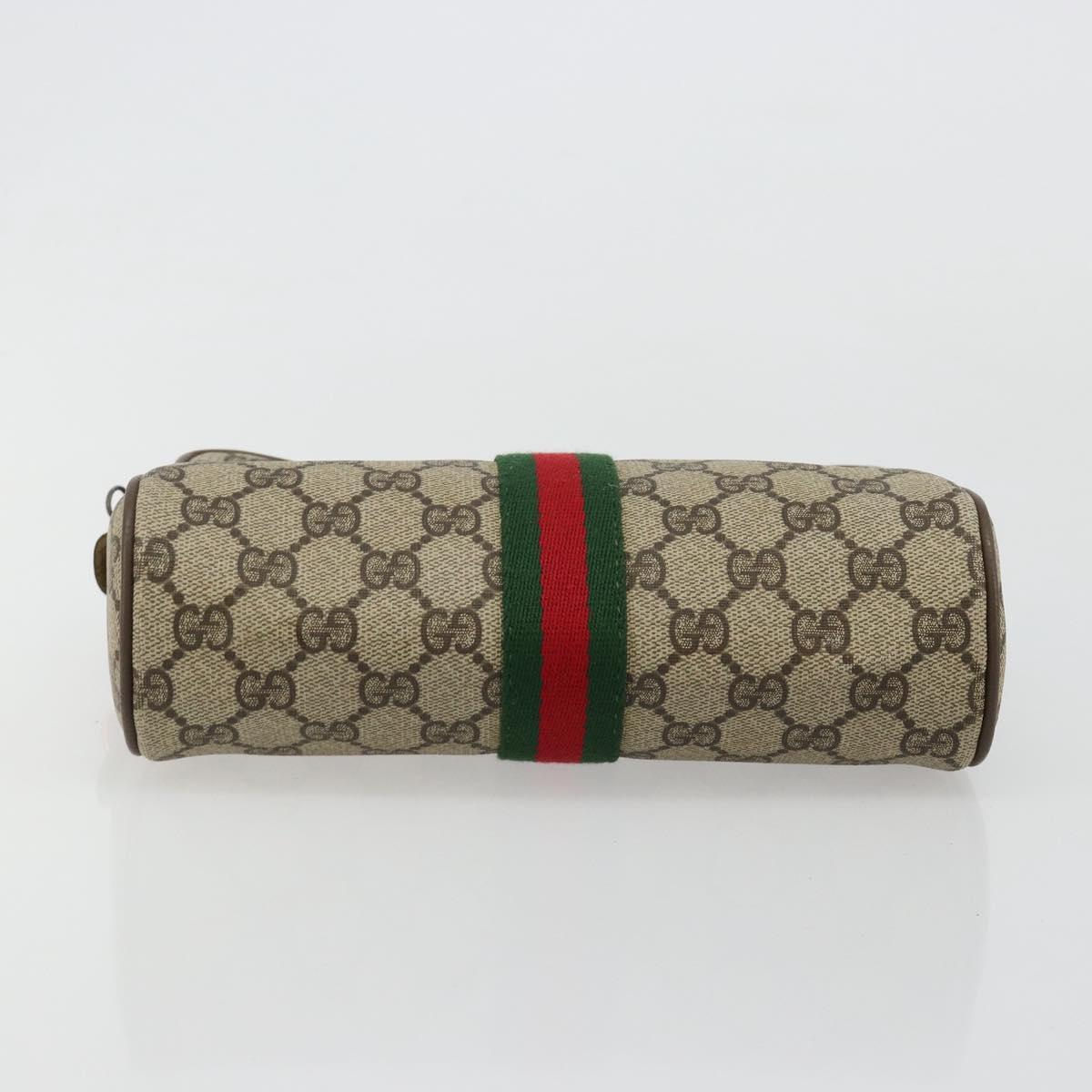 GUCCI GG Supreme Web Sherry Line Bag PVC Beige Gold 63 01 012 Auth BA13336