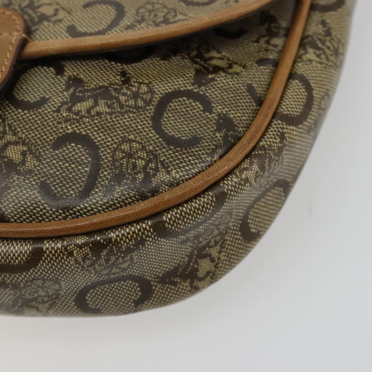 CELINE C Sulky Shoulder Bag PVC Beige Gold Auth BA13337