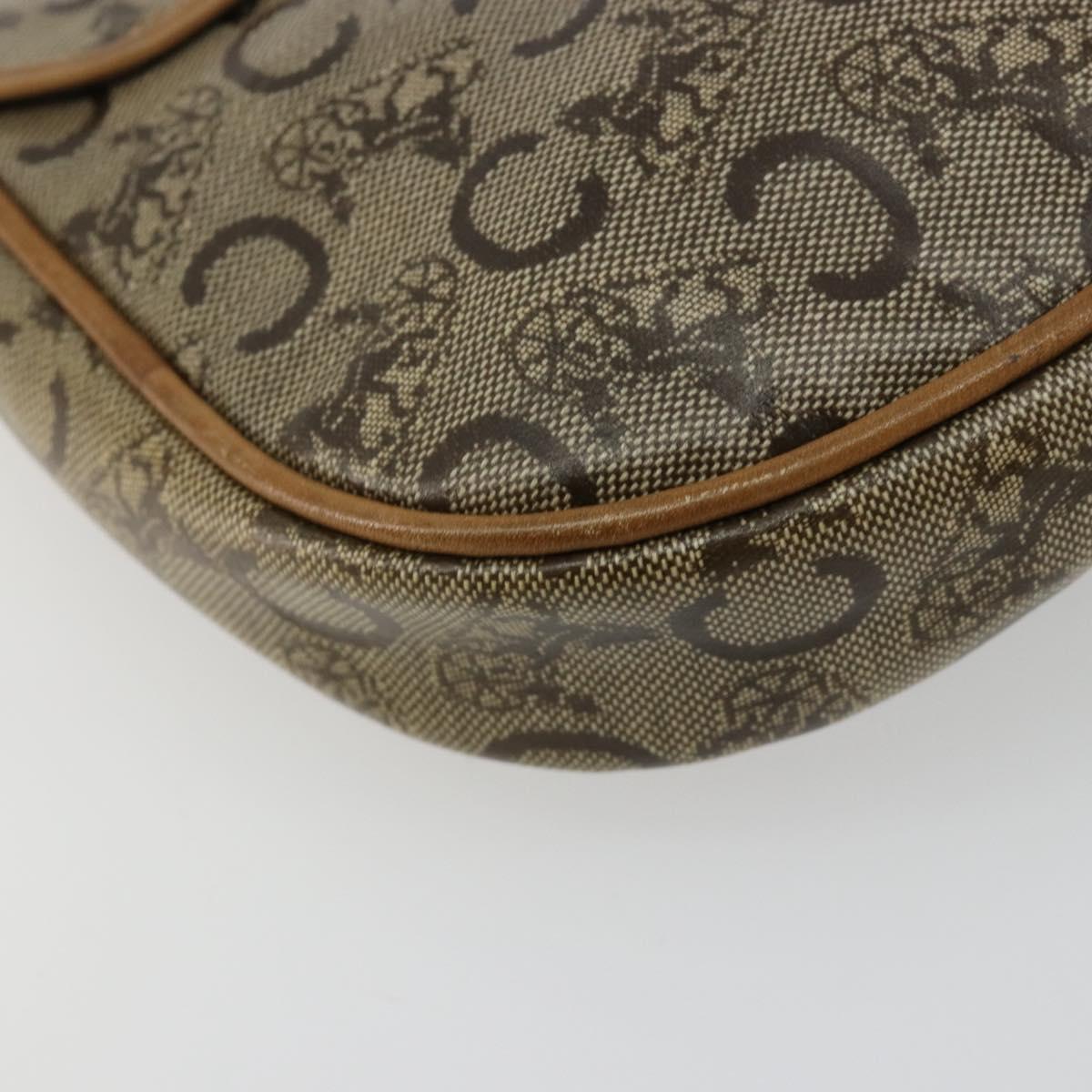 CELINE C Sulky Shoulder Bag PVC Beige Gold Auth BA13337