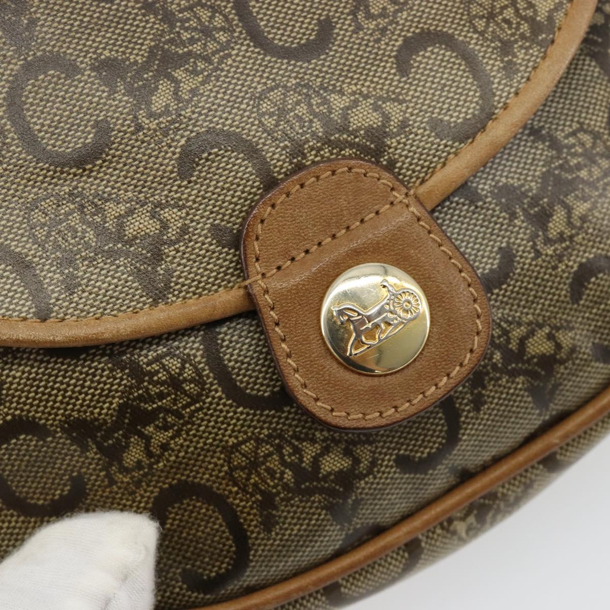 CELINE C Sulky Shoulder Bag PVC Beige Gold Auth BA13337