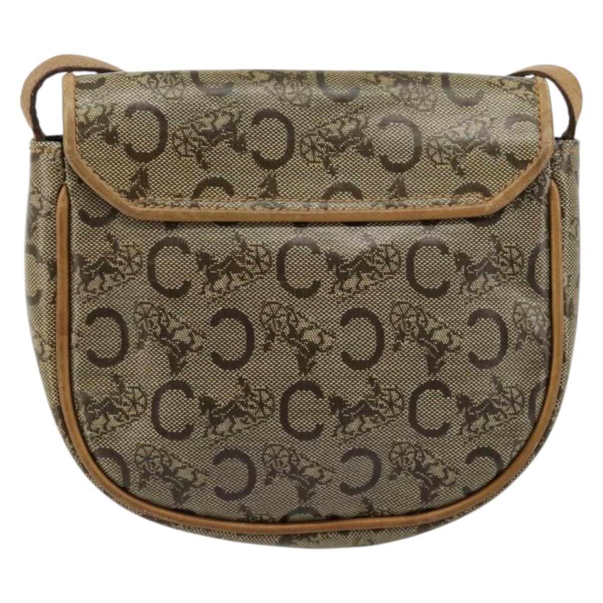 CELINE C Sulky Shoulder Bag PVC Beige Gold Auth BA13337