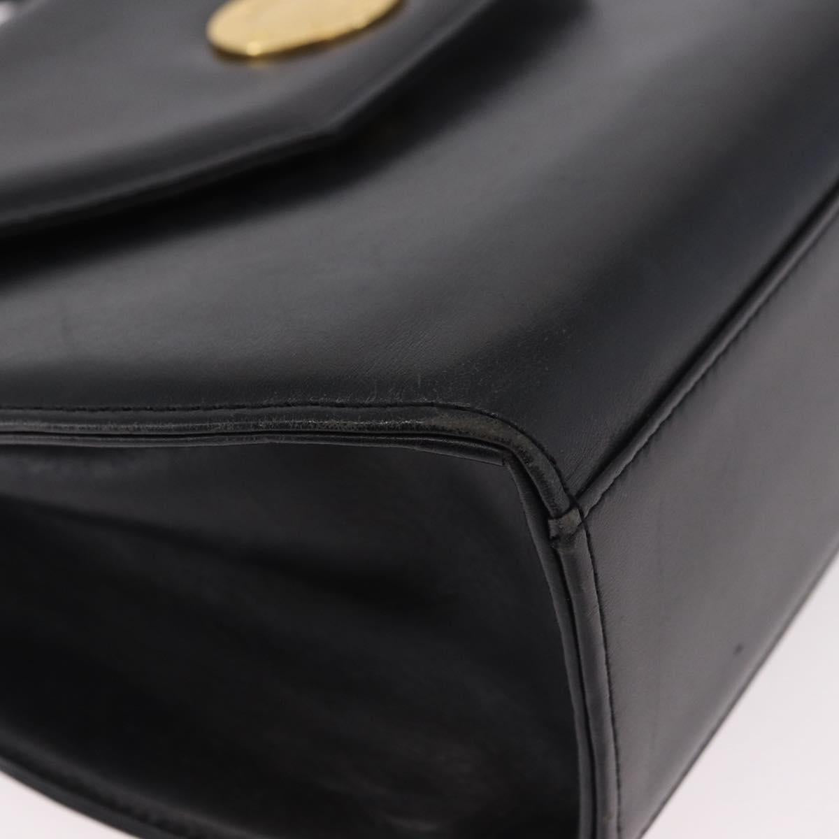 GIVENCHY Hand Bag Leather Black Gold Auth BA13338