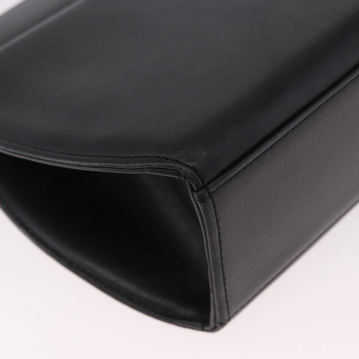GIVENCHY Hand Bag Leather Black Gold Auth BA13338