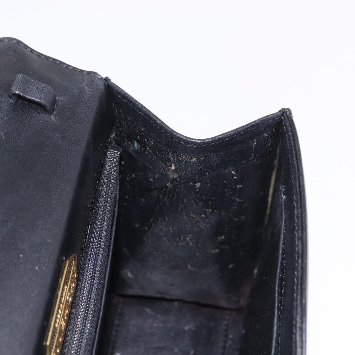 GIVENCHY Hand Bag Leather Black Gold Auth BA13338