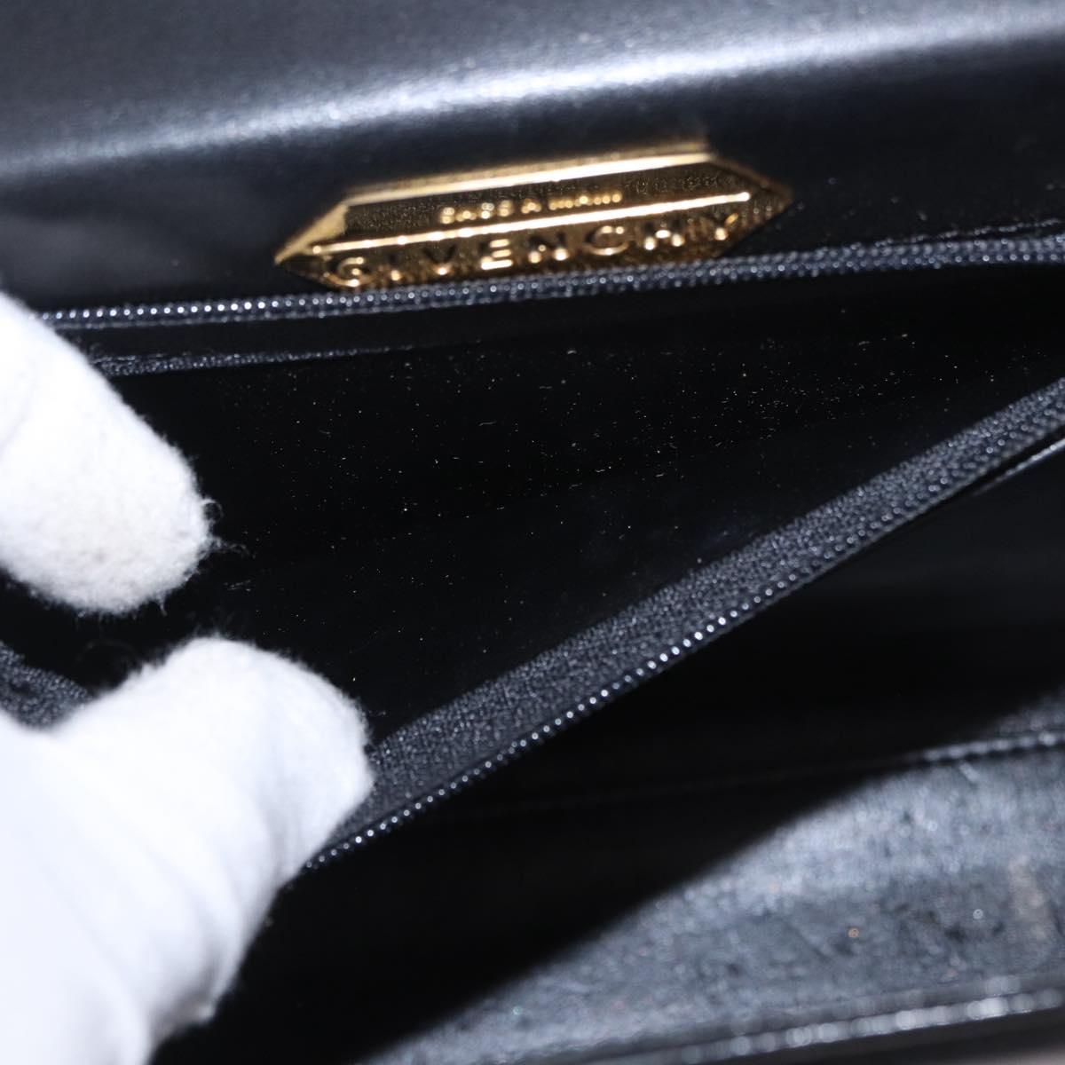 GIVENCHY Hand Bag Leather Black Gold Auth BA13338