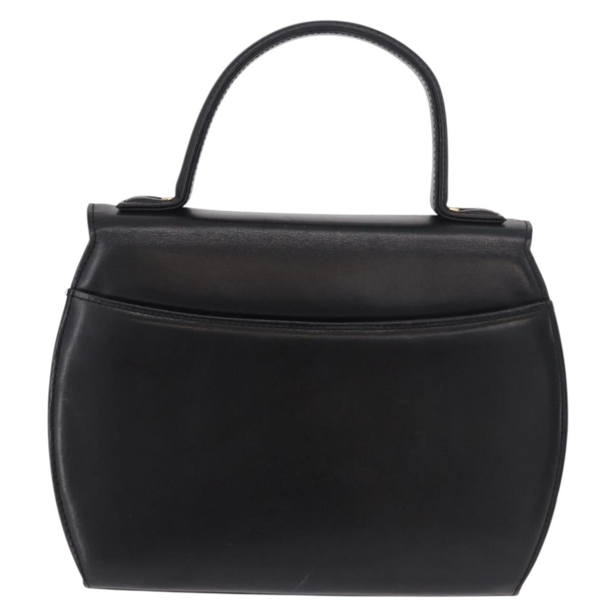 GIVENCHY Hand Bag Leather Black Gold Auth BA13338