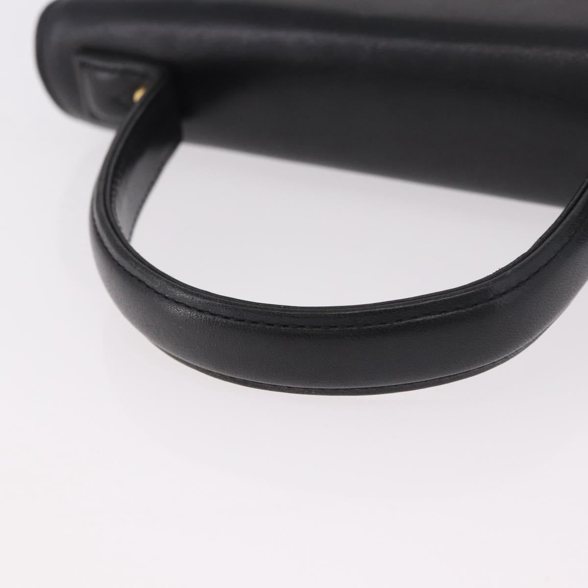 GIVENCHY Hand Bag Leather Black Gold Auth BA13338