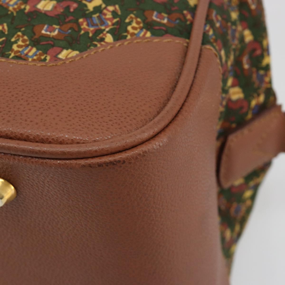 Salvatore Ferragamo Shoulder Bag Canvas Green Gold Auth BA13340A