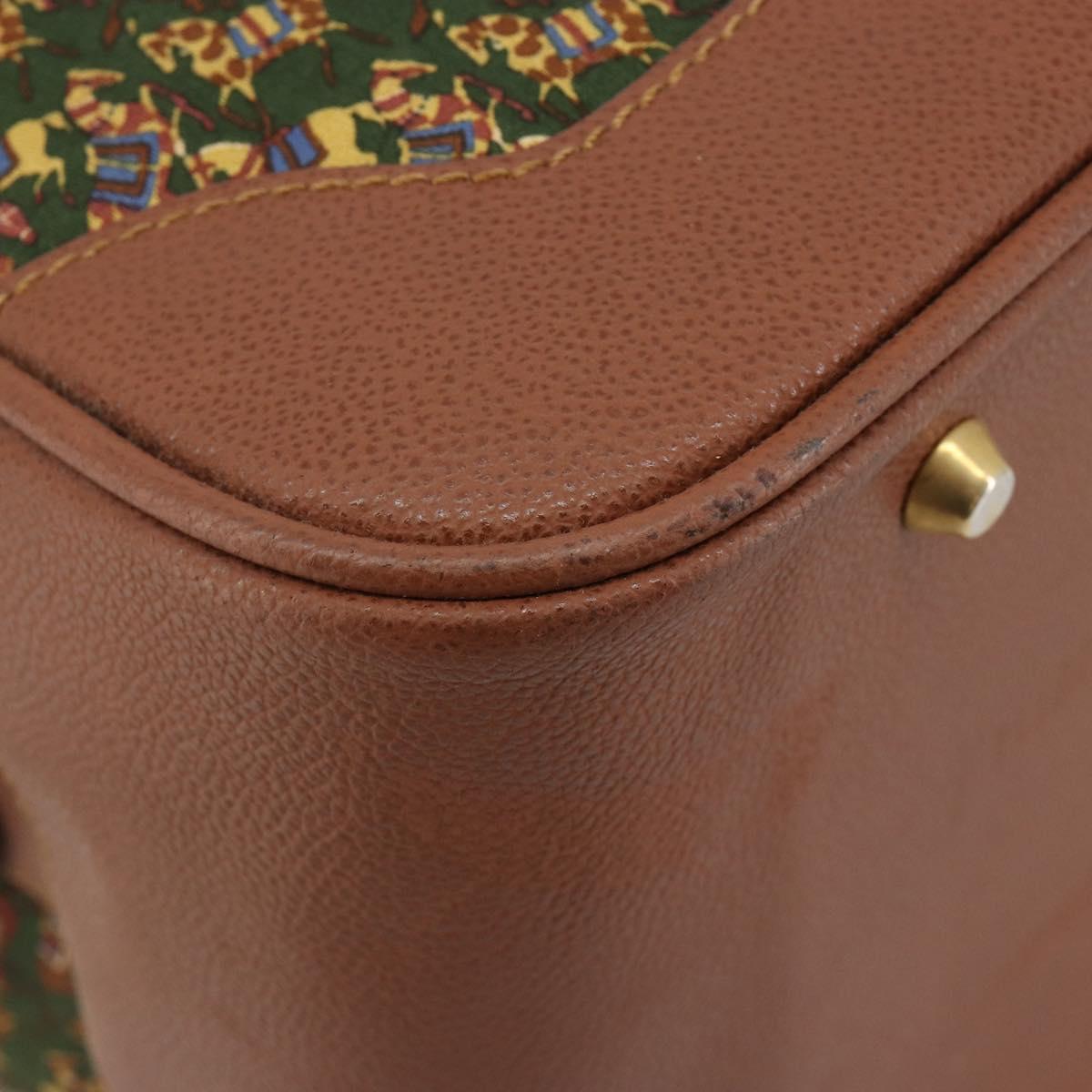 Salvatore Ferragamo Shoulder Bag Canvas Green Gold Auth BA13340A