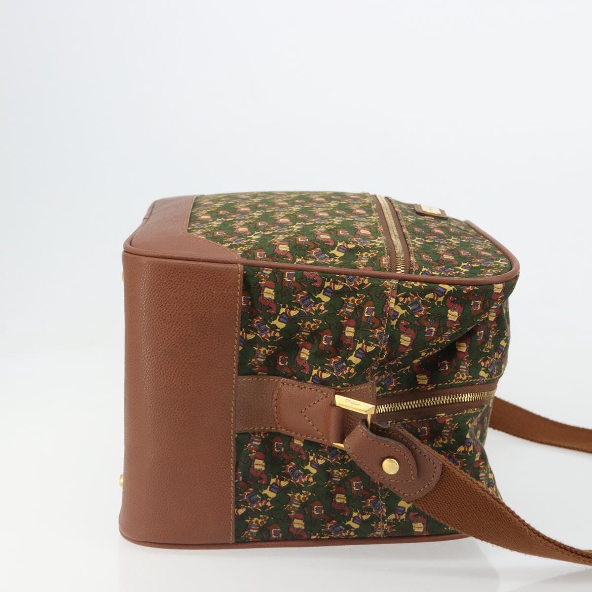 Salvatore Ferragamo Shoulder Bag Canvas Green Gold Auth BA13340A